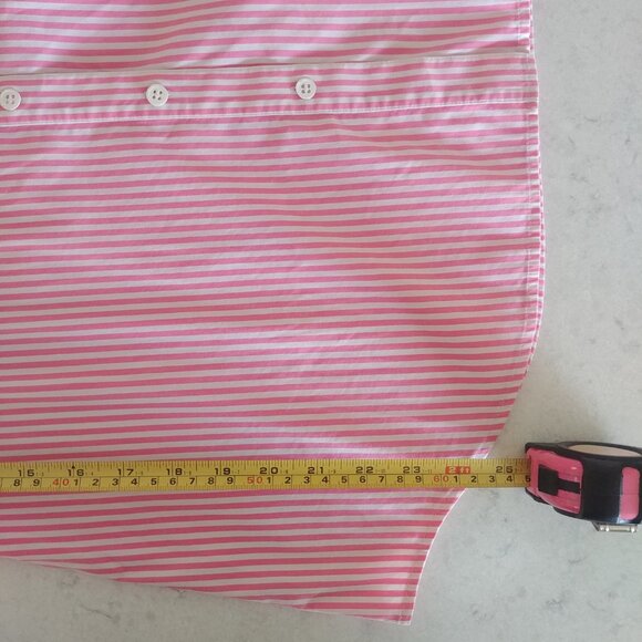 Theory Womens Medium pink white striped button down shirt blouse cotton - Picture 10 of 16